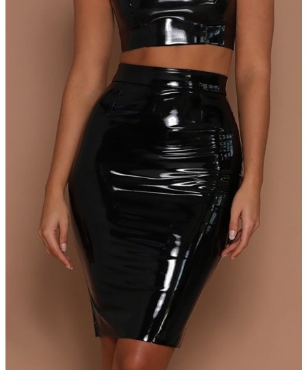 casual PU Leather High Waist Zipper Decor Pencil Mini Skinny Skirt Female clothing y2k pants women's bottom new fashion $29.5...