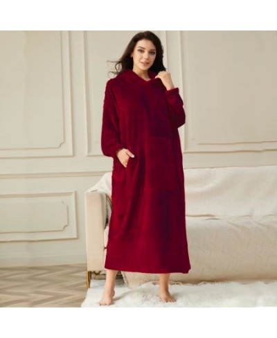 Flannel Robe Female With Hooded Thick Star Dressing Gown Bathrobe Winter Warm Long Casual Robe Women Kimono Bath Robes Homewe...