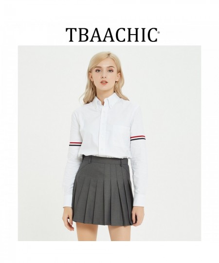 tbaachic spring and summer white women's long-sleeved top tb Oxford spinning bf wind loose striped bar bottoming shirt $88.64...