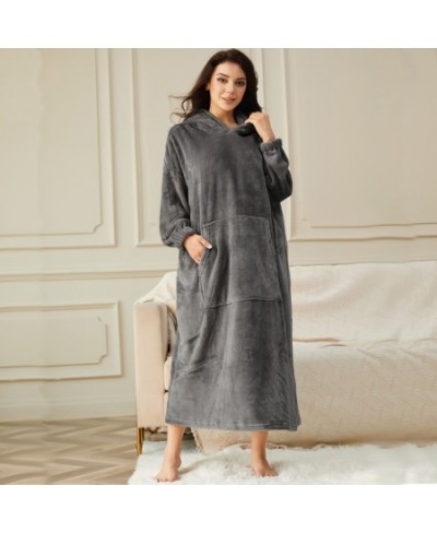 Flannel Robe Female With Hooded Thick Star Dressing Gown Bathrobe Winter Warm Long Casual Robe Women Kimono Bath Robes Homewe...