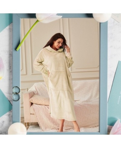 Flannel Robe Female With Hooded Thick Star Dressing Gown Bathrobe Winter Warm Long Casual Robe Women Kimono Bath Robes Homewe...