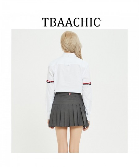 tbaachic spring and summer white women's long-sleeved top tb Oxford spinning bf wind loose striped bar bottoming shirt $88.64...