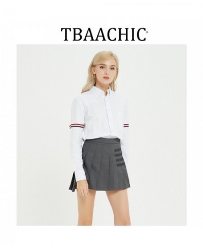 tbaachic spring and summer white women's long-sleeved top tb Oxford spinning bf wind loose striped bar bottoming shirt $88.64...