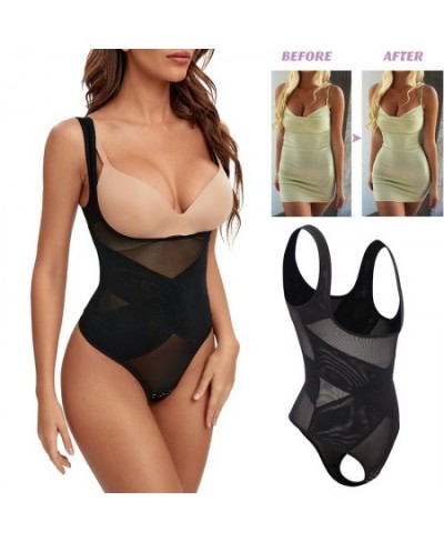 Mesh Thongs Bodysuit Shapewear Women Seamless Full Body Shaper Waist Slim Tummy Control Underwear Flat Belly Underbust Corset...