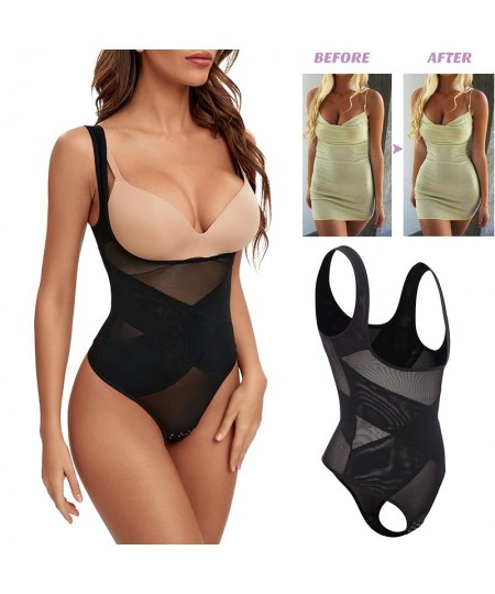 Mesh Thongs Bodysuit Shapewear Women Seamless Full Body Shaper Waist Slim Tummy Control Underwear Flat Belly Underbust Corset...