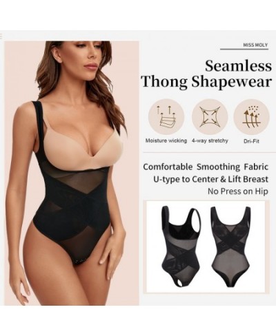 Mesh Thongs Bodysuit Shapewear Women Seamless Full Body Shaper Waist Slim Tummy Control Underwear Flat Belly Underbust Corset...