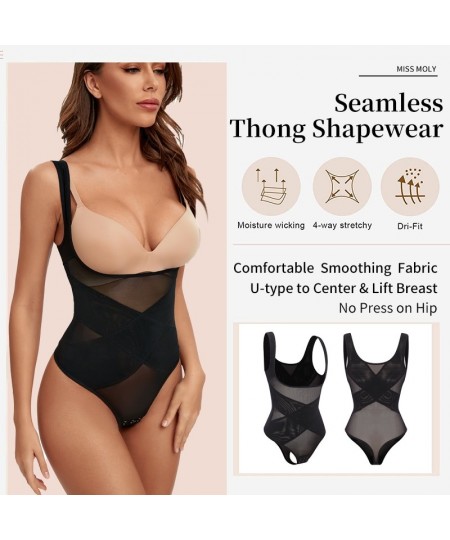 Mesh Thongs Bodysuit Shapewear Women Seamless Full Body Shaper Waist Slim Tummy Control Underwear Flat Belly Underbust Corset...