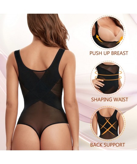 Mesh Thongs Bodysuit Shapewear Women Seamless Full Body Shaper Waist Slim Tummy Control Underwear Flat Belly Underbust Corset...