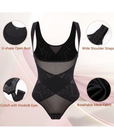 Mesh Thongs Bodysuit Shapewear Women Seamless Full Body Shaper Waist Slim Tummy Control Underwear Flat Belly Underbust Corset...