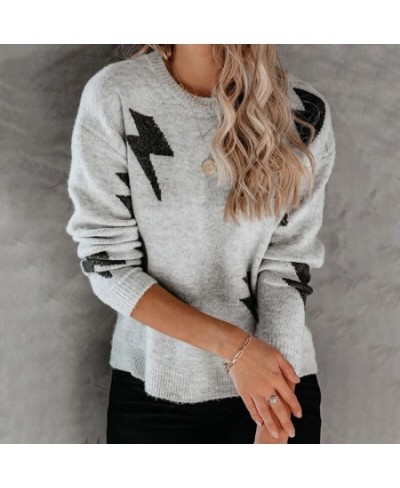 2023 Spring New Knitwear Women's Printed Round Neck Sweater Women $43.73 - Tops & Tees