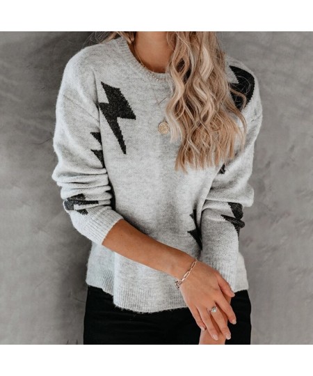 2023 Spring New Knitwear Women's Printed Round Neck Sweater Women $43.73 - Tops & Tees