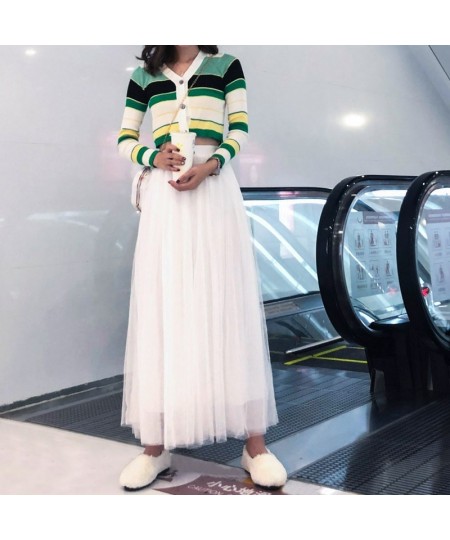 Pleated Skirt for Women Spring and Summer Net Gauze Mid-length Skirts High Waist Slimming All-match A-line Fluffy Gauze $29.9...