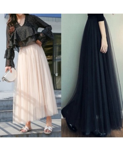 Pleated Skirt for Women Spring and Summer Net Gauze Mid-length Skirts High Waist Slimming All-match A-line Fluffy Gauze $29.9...