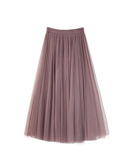 Pleated Skirt for Women Spring and Summer Net Gauze Mid-length Skirts High Waist Slimming All-match A-line Fluffy Gauze $29.9...