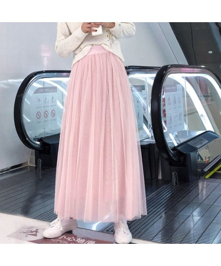 Pleated Skirt for Women Spring and Summer Net Gauze Mid-length Skirts High Waist Slimming All-match A-line Fluffy Gauze $29.9...