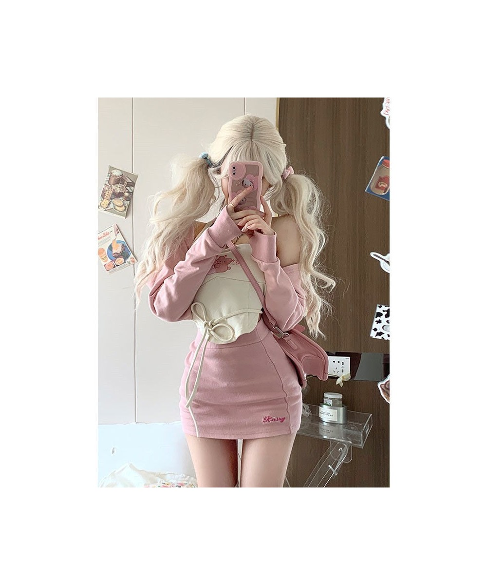 Fashion Outfits Korean Sexy 3 Piece Set Women Pink Long Sleeve Crop Coat Lace Up Vest Bodycon Mini Skirt Suit Summer Y2k Sets...