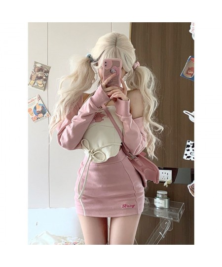 Fashion Outfits Korean Sexy 3 Piece Set Women Pink Long Sleeve Crop Coat Lace Up Vest Bodycon Mini Skirt Suit Summer Y2k Sets...