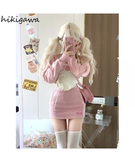 Fashion Outfits Korean Sexy 3 Piece Set Women Pink Long Sleeve Crop Coat Lace Up Vest Bodycon Mini Skirt Suit Summer Y2k Sets...