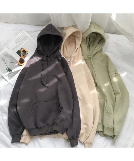 Woman's Sweatshirts Solid Drop Shoulder Korean Female Hooded Pullovers 2023 Thicken Warm Oversized Hoodies Women $39.54 - Hoo...