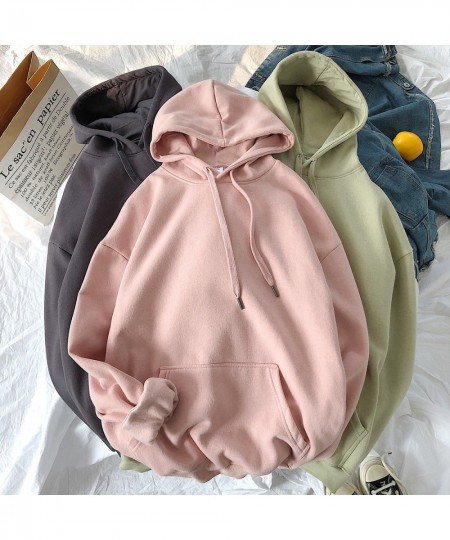 Woman's Sweatshirts Solid Drop Shoulder Korean Female Hooded Pullovers 2023 Thicken Warm Oversized Hoodies Women $39.54 - Hoo...