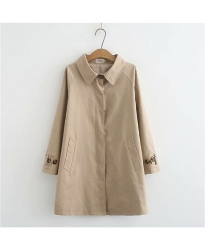 2022 4XL Women's Trench Coat Loose Outerwear Hide Button Windbreaker Female Casual Tops Solid Color Cotton Trench 3259 $76.32...