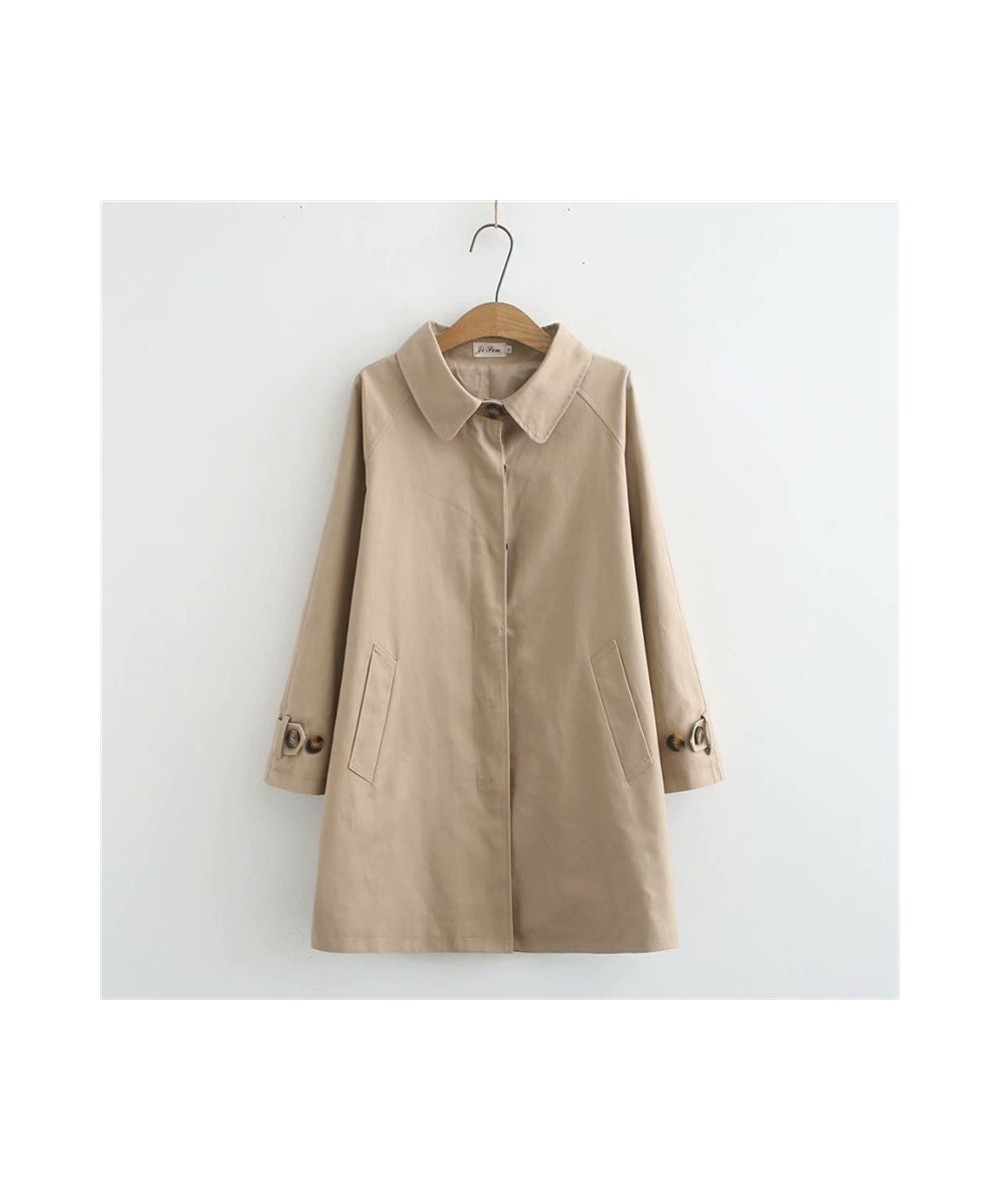 2022 4XL Women's Trench Coat Loose Outerwear Hide Button Windbreaker Female Casual Tops Solid Color Cotton Trench 3259 $76.32...