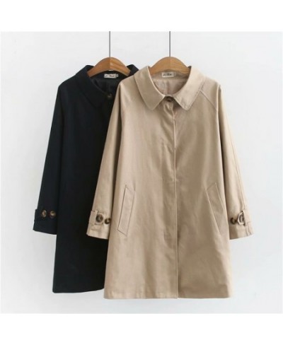 2022 4XL Women's Trench Coat Loose Outerwear Hide Button Windbreaker Female Casual Tops Solid Color Cotton Trench 3259 $76.32...