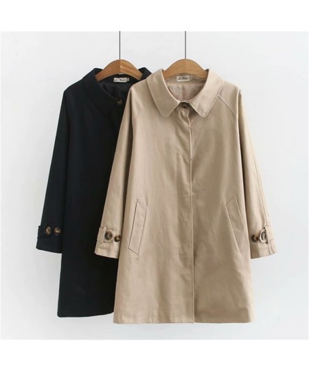 2022 4XL Women's Trench Coat Loose Outerwear Hide Button Windbreaker Female Casual Tops Solid Color Cotton Trench 3259 $76.32...