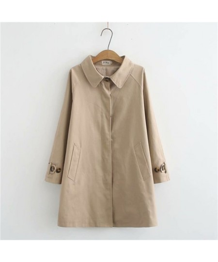 2022 4XL Women's Trench Coat Loose Outerwear Hide Button Windbreaker Female Casual Tops Solid Color Cotton Trench 3259 $76.32...