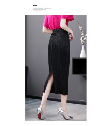 Miyake fashion fold pure color skirt design Back split waist skirt IN STOCK $103.88 - Skirts