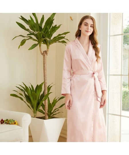 Women Full Sleeve Robes + Backless Nightdress Two Pieces Robe Gown Sets Faux Silk Female V Neck Sleepwear Sets $44.38 - Sleep...