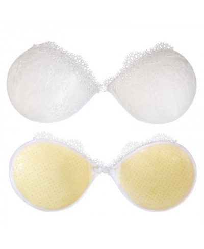 Wedding Bikini White Lace Embroidered Invisible Bra Silicone Sexy Gathered Chest Patch Breathable Underwear Strapless Bra $28...