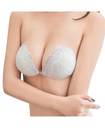 Wedding Bikini White Lace Embroidered Invisible Bra Silicone Sexy Gathered Chest Patch Breathable Underwear Strapless Bra $28...