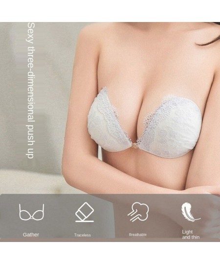 Wedding Bikini White Lace Embroidered Invisible Bra Silicone Sexy Gathered Chest Patch Breathable Underwear Strapless Bra $28...