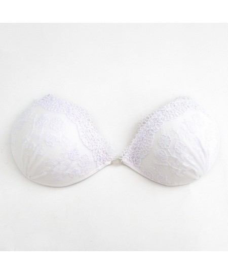 Wedding Bikini White Lace Embroidered Invisible Bra Silicone Sexy Gathered Chest Patch Breathable Underwear Strapless Bra $28...