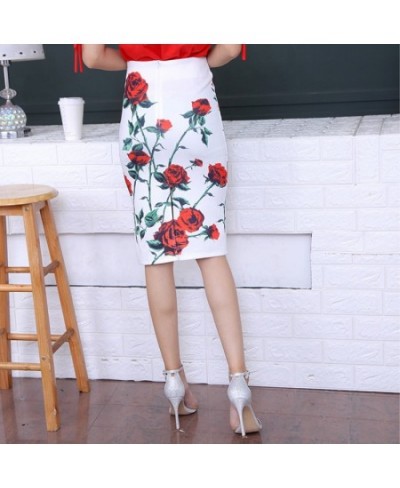 Gorgeous Cartoon Summer Skirts Womens Floral Print High Waist Pencil Skirt Bodycon Knee Length Vintage Female Bottoms 2023 Ne...