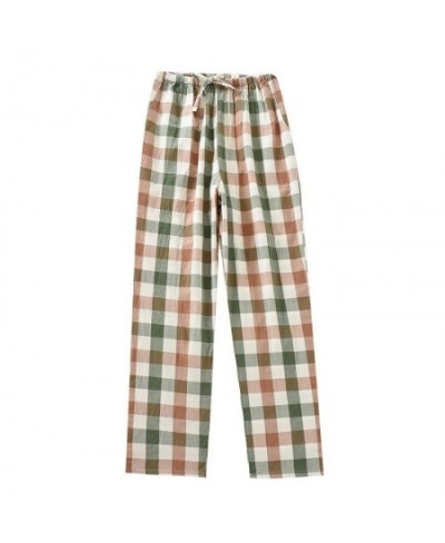 Pajamas Women's Cotton Plaid Universal for Seasons Thin Section with Side Pockets Can Be Worn Outside Home Pants Casual $54.0...