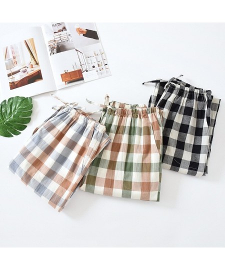 Pajamas Women's Cotton Plaid Universal for Seasons Thin Section with Side Pockets Can Be Worn Outside Home Pants Casual $54.0...