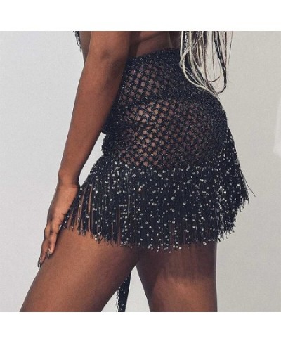 Women Belly Dance Hip Skirt Sequins Tassel Hip Wrap Scarf Beach Party Stage Show Costume Holiday Beach Wear $23.19 - Swimsuit