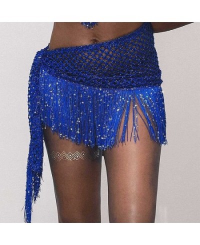 Women Belly Dance Hip Skirt Sequins Tassel Hip Wrap Scarf Beach Party Stage Show Costume Holiday Beach Wear $23.19 - Swimsuit