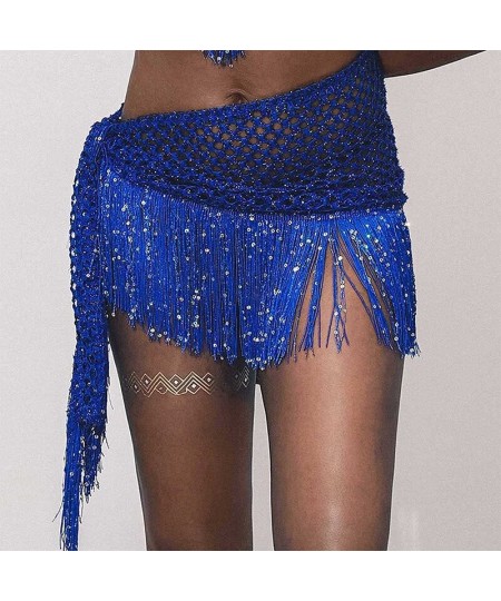 Women Belly Dance Hip Skirt Sequins Tassel Hip Wrap Scarf Beach Party Stage Show Costume Holiday Beach Wear $23.19 - Swimsuit