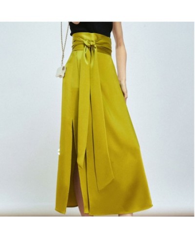 2023 New Women Fashion Summer Skirts Triacetate Double-sided Full-arch One-piece Binding Beautiful Long Satin Skirts High Wai...