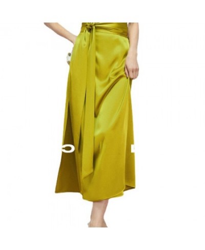 2023 New Women Fashion Summer Skirts Triacetate Double-sided Full-arch One-piece Binding Beautiful Long Satin Skirts High Wai...