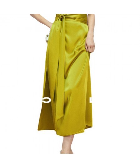 2023 New Women Fashion Summer Skirts Triacetate Double-sided Full-arch One-piece Binding Beautiful Long Satin Skirts High Wai...