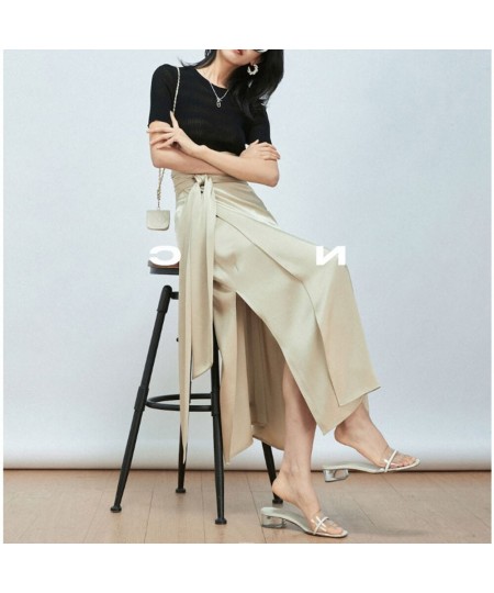 2023 New Women Fashion Summer Skirts Triacetate Double-sided Full-arch One-piece Binding Beautiful Long Satin Skirts High Wai...