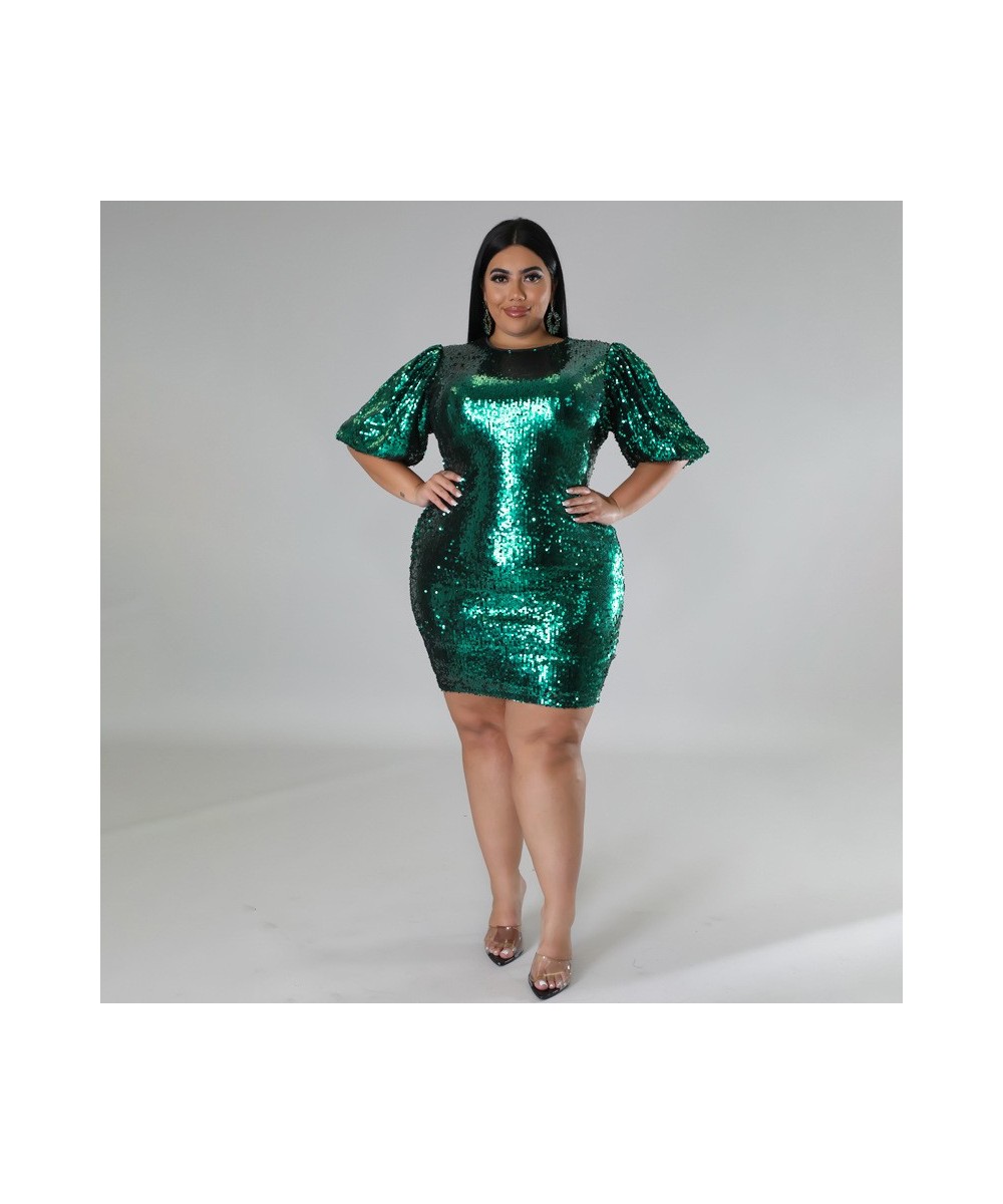 Big Beautiful Women Mini Dress Fashion Party Club Robe Girls Sequins Bodycon Vestidos Lady's Pack Hip Plus Size Dresses $44.4...