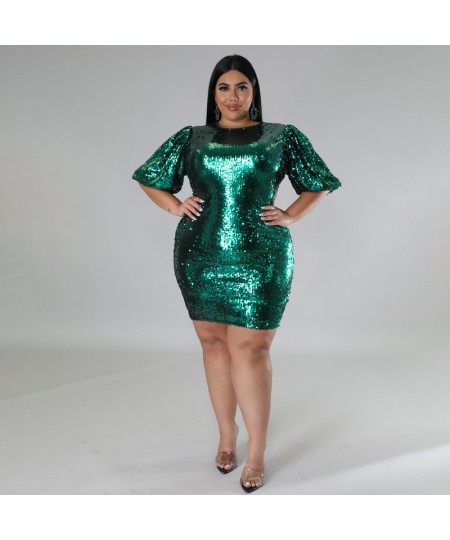 Big Beautiful Women Mini Dress Fashion Party Club Robe Girls Sequins Bodycon Vestidos Lady's Pack Hip Plus Size Dresses $44.4...