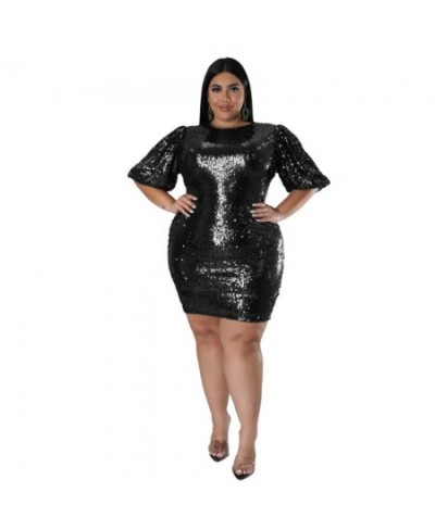 Big Beautiful Women Mini Dress Fashion Party Club Robe Girls Sequins Bodycon Vestidos Lady's Pack Hip Plus Size Dresses $44.4...