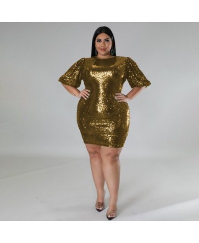 Big Beautiful Women Mini Dress Fashion Party Club Robe Girls Sequins Bodycon Vestidos Lady's Pack Hip Plus Size Dresses $44.4...