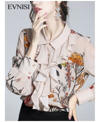 Silk Apricot Floral Blouse Women 2022 Spring And Summer New Ruffled French Top Flower Casual Shirts Indie Folk Blouse $38.40 ...